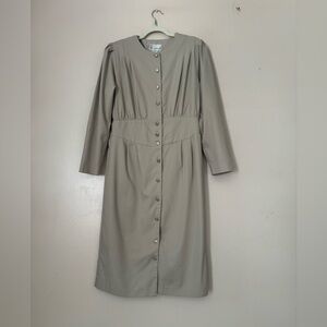 Susan Bennett Dress size 14 Business Career Workwear Buttons Front Beige Midi